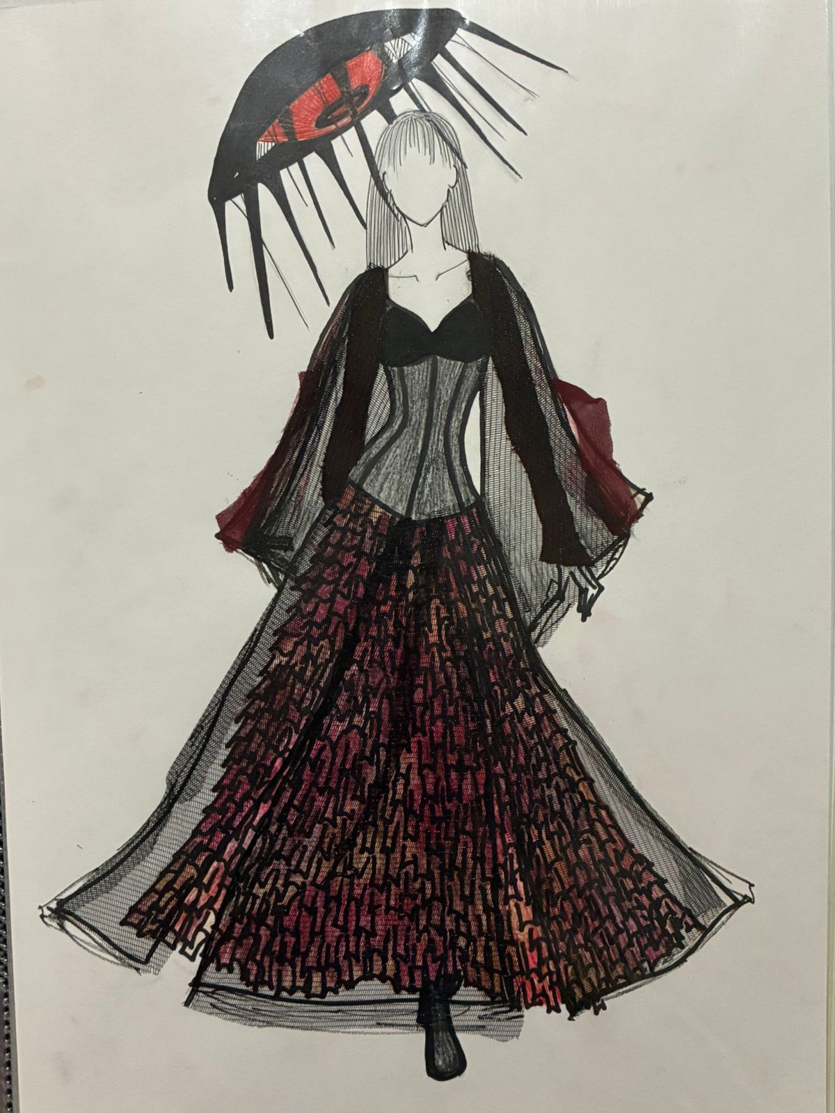 Illustration of structured silhouette with intricate details